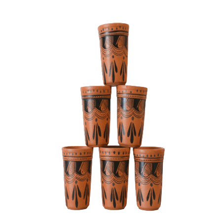 Clay Dinner Glass Set 200 ML (6 Piece) Black Spade Design