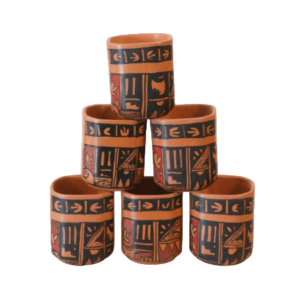 Clay Square Cup Set 170 ML (6 piece) Black Spade Design